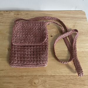 Women’s The Sak Crocheted Crossbody Purse Pink Zip Close